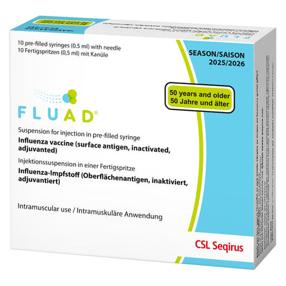 2 x Fluad® (Saison 2025/26) 10x0,5ml mit Kanüle