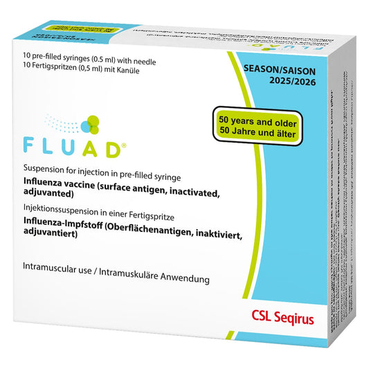 2 x Fluad® (Saison 2026/27) 10x0,5ml ohne Kanüle